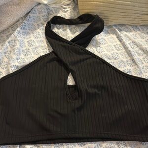Black Halter Neck Tank Top